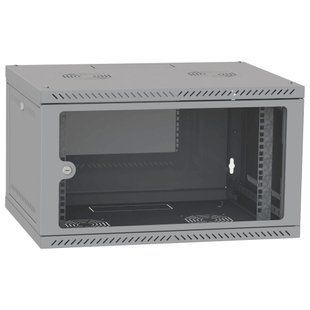 IPCOM 6U 600x600 Шафа телекомунікаційна двері скло (сіра) 99-00021557 фото