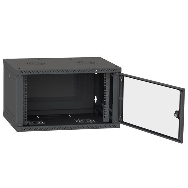IPCOM 6U 600x450 Шафа телекомунікаційна двері скло (чорна) 99-00017722 фото
